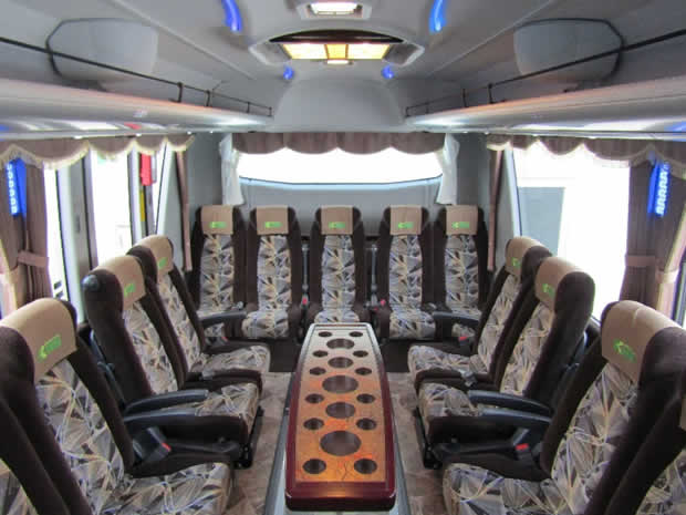 A large bus An interior image（a saloon layout）
